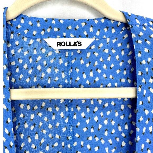 Rolla’s Delilah Floral Wrap Top in French Blue Women’s Size Medium - Picture 8 of 9